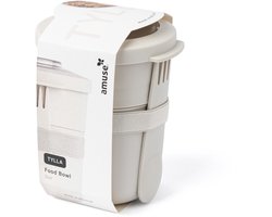 Amuse Tylla Duo Oat Lunchbox - 150ml + 450ml - Yoghurt Beker to go - Perfect afsluitbare Muesli Beker met Spork - Lekvrije Lunchpot - BPA-vrije Soepbeker – Beige