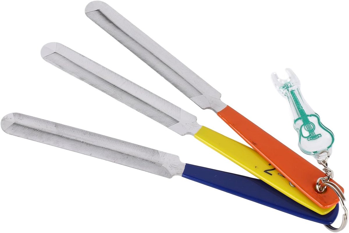 Gitaar Nut Vijlen - Reparatieset Instrument - Gitaar Onderhoud - Ergonomisch Handvat - 20 cm Lengte - Zilver