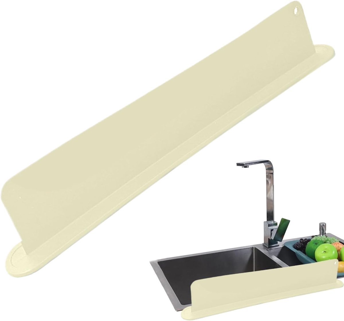 Spoelbak Spatbeschermer - Keuken Opvangstrip - Minder Schoonmaakwerk - Betrouwbare Constructie - 50 cm - Neutrale Kleuren