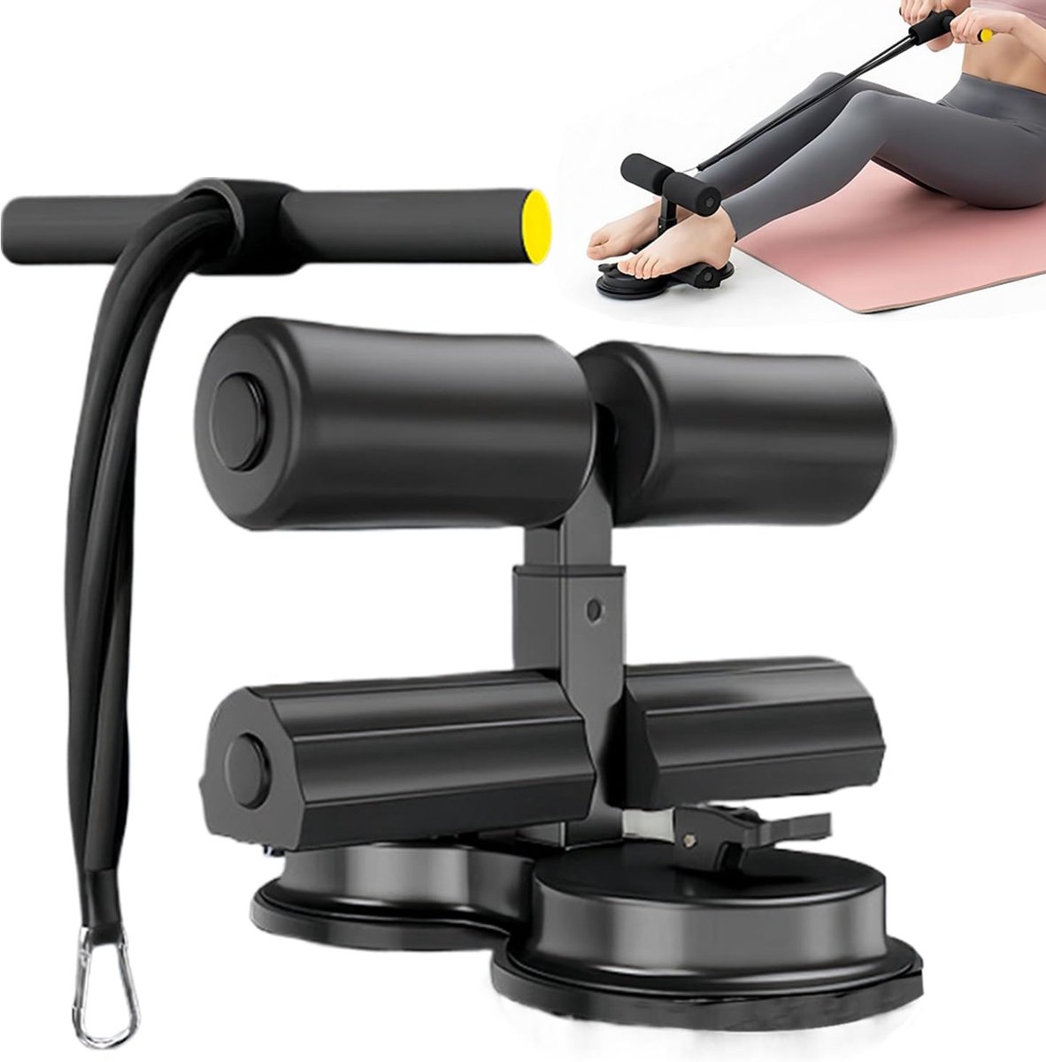 Buiktrainer Machine - Core Trainer - Thuis Fitness - Sterke Zuignap - Verstelbaar - Zwart
