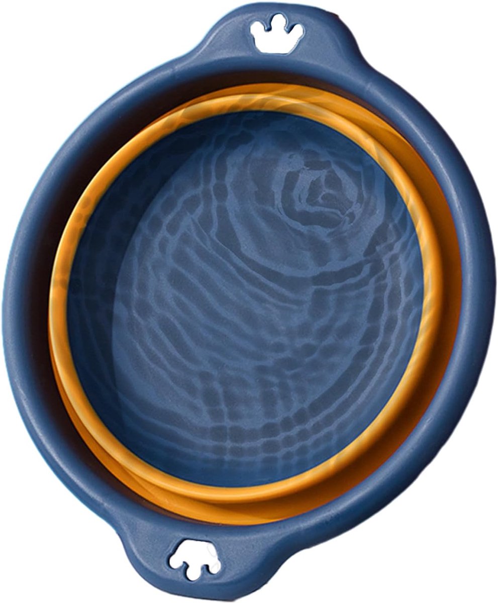 Opvouwbaar Wasbekken - Vouwgootsteen - Ruimtebesparend Opbergen - Met Hangbare Handgrepen - 32cm Diameter - Donkerblauw