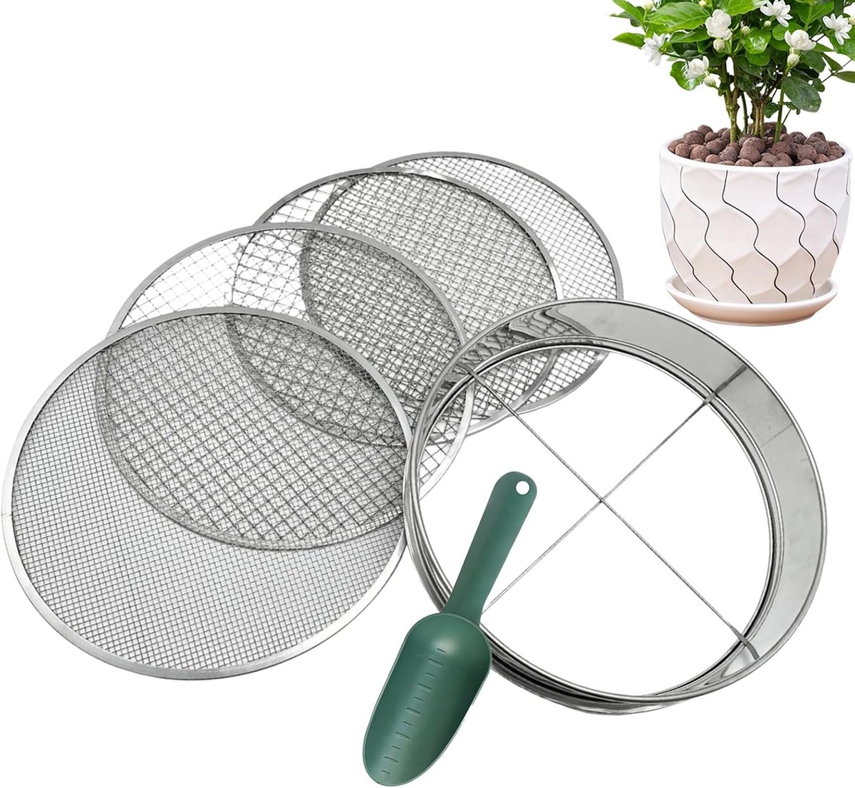 Compost Zeef - Grondzeef Tuin - Compost Zeven - Roestvrij Staal - 30x30cm - Zilver