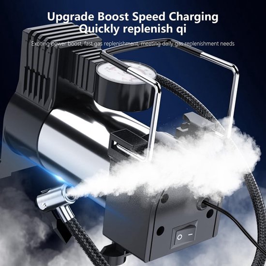 Draagbare Bandenpomp - Luchtpomp Auto - Banden Oppompen - Multifunctioneel met Adapters - 14.96 inch slang - Zwart — afbeelding 4