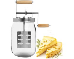 Handmatige Boter Maker - Boter Klopmachine - Zelf Boter Maken - Glazen Jar - 1.5 Liter - Wit