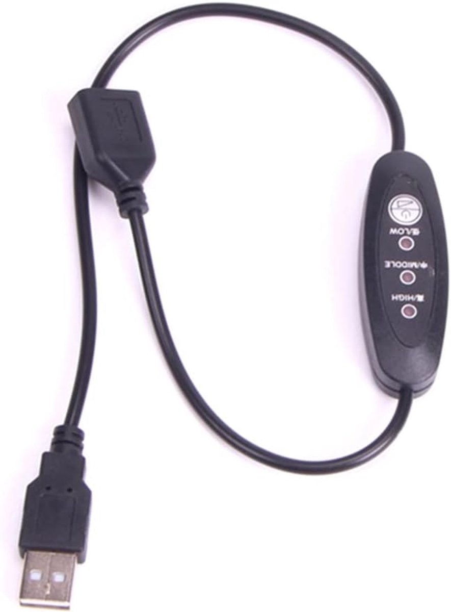 Verwarmingsthermostaat - Temperatuurregelaar - USB Verwarming - 3 Snelheden Instelbaar - 14 x 5 x 1 cm - Zwart