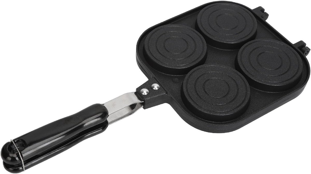 Dubbelzijdige Pannenkoekpan - Bakplaat Sandwich - Ontbijt Maken - Draagtijd & Anti-aanbak - 40 x 18.5 cm - Zwart