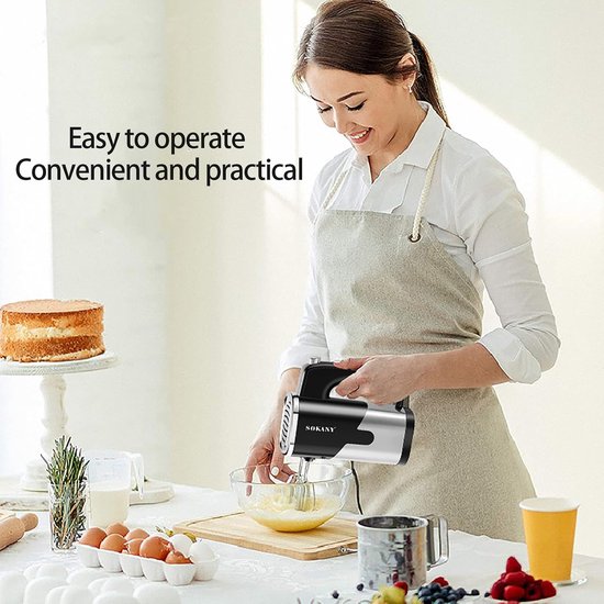 Handmixer Elektrisch - Keukenmixer Cake - Bakken en Mixen - 5 Snelheden RVS - 0.8 kg - Zilver — afbeelding 5