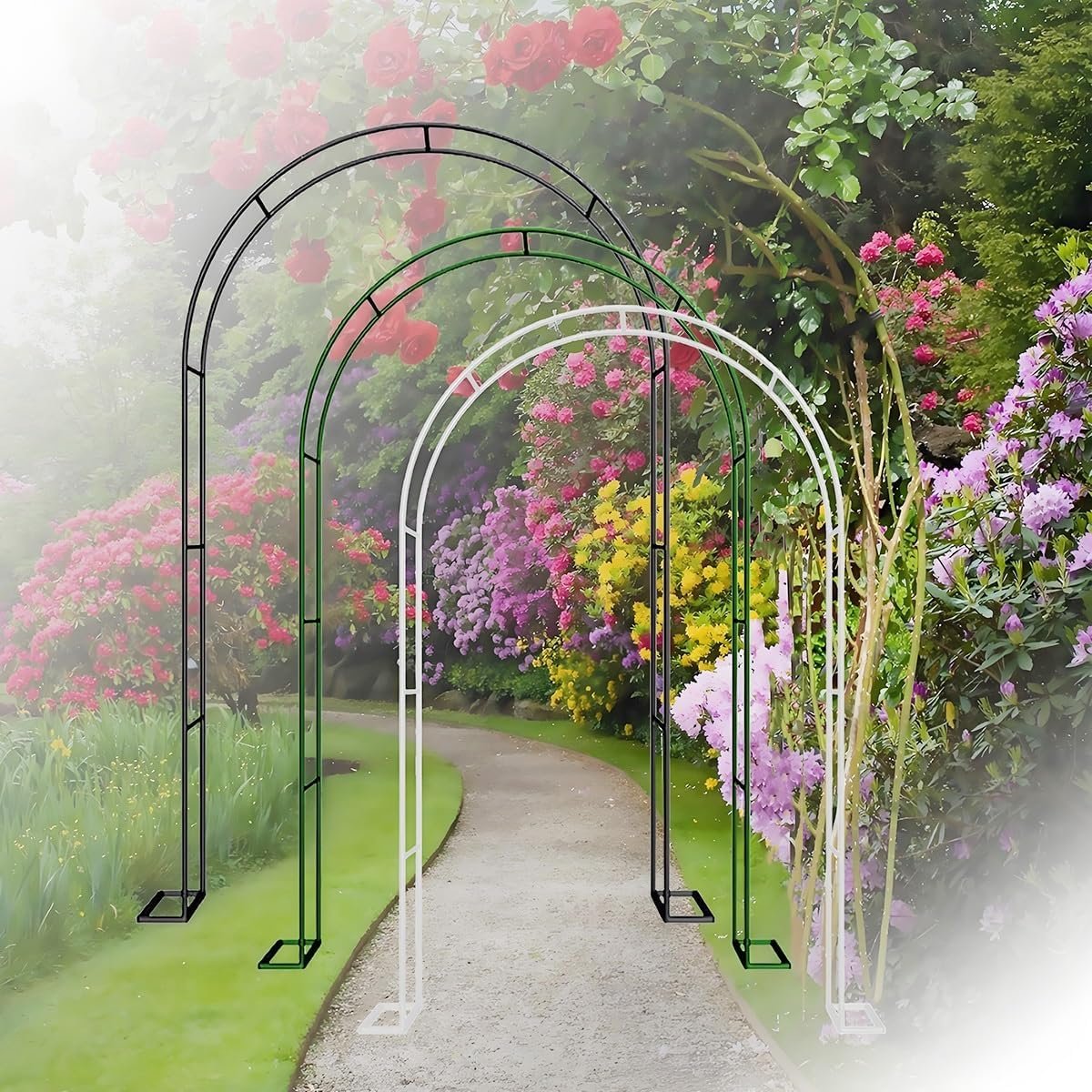 Tuinboog Metaal - Pergola Decoratie - Bruiloft Versieren - Roestbestendig Staal - B 80 x H 200 cm - Wit