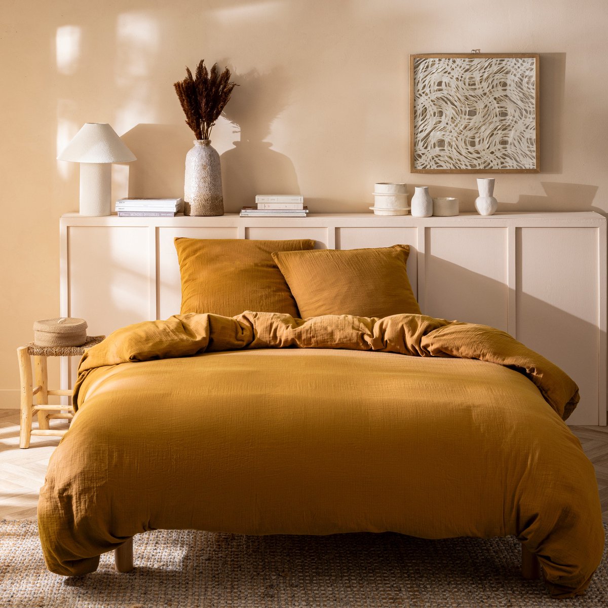 Matt & Rose Dekbedovertrek - Hotelmaat - Caramel - 260 x 240 + (2x)65 x 65 cm - Bruin - Mousseline Katoen