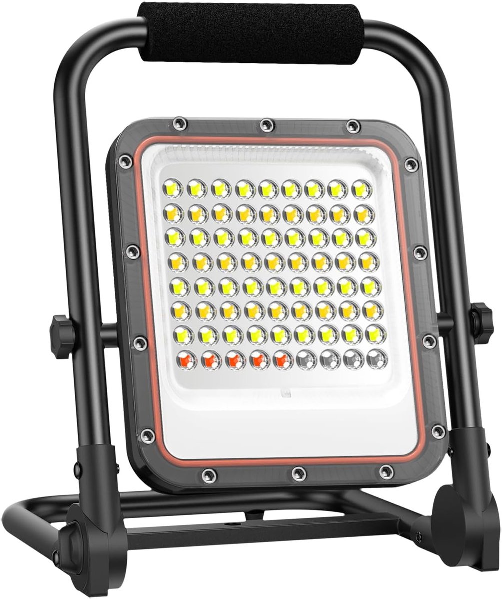 Led-bouwlamp - Koud Wit - Orange-1 - Accu met 5000 mAh en 4 Modi - Voor Werkplaats en Bouwplaats