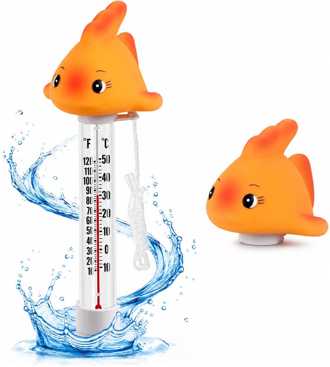Bellatio Design Zwembad thermometer Funny - Visje - badthermometer - drijvend - kunststof - 25 cm