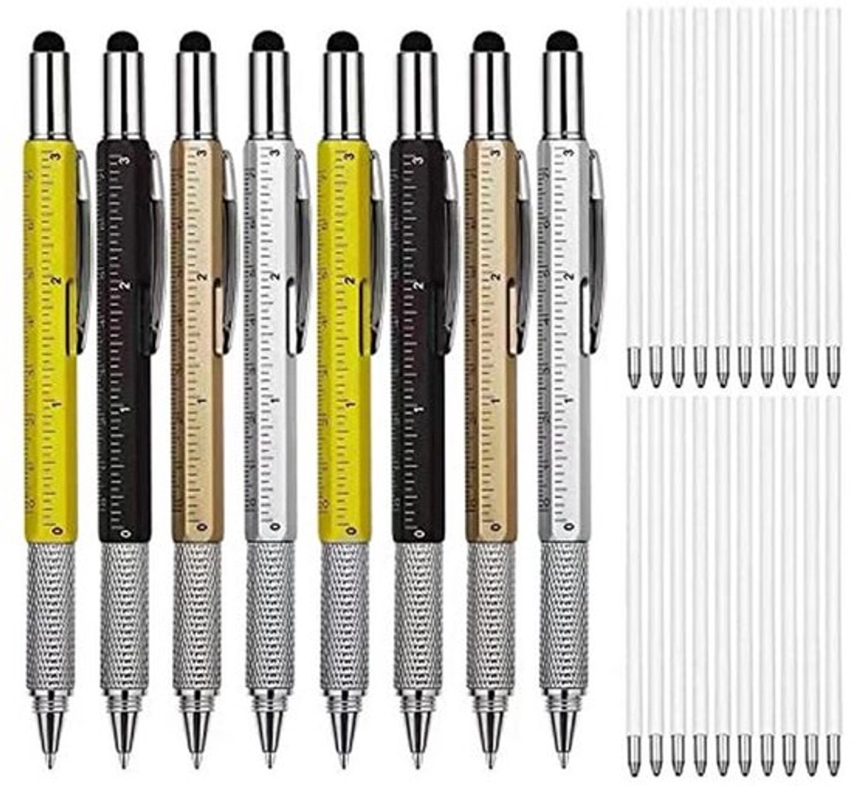 6-in-1 multitool-pennenset met mini schroevendraaier en waterpas voor multifunctioneel gebruik