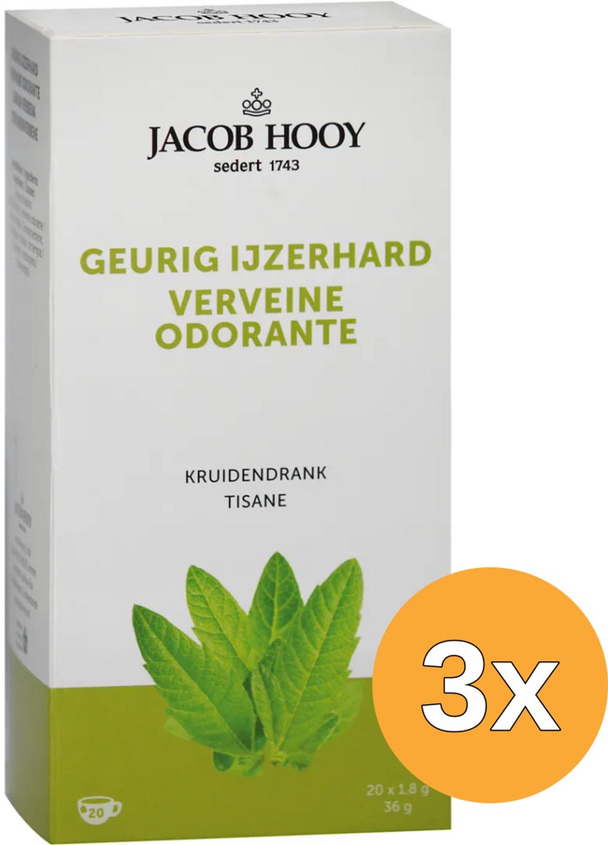 3x Jacob Hooy Geurig Ijzerhard Theezak Gold (20 stuks)