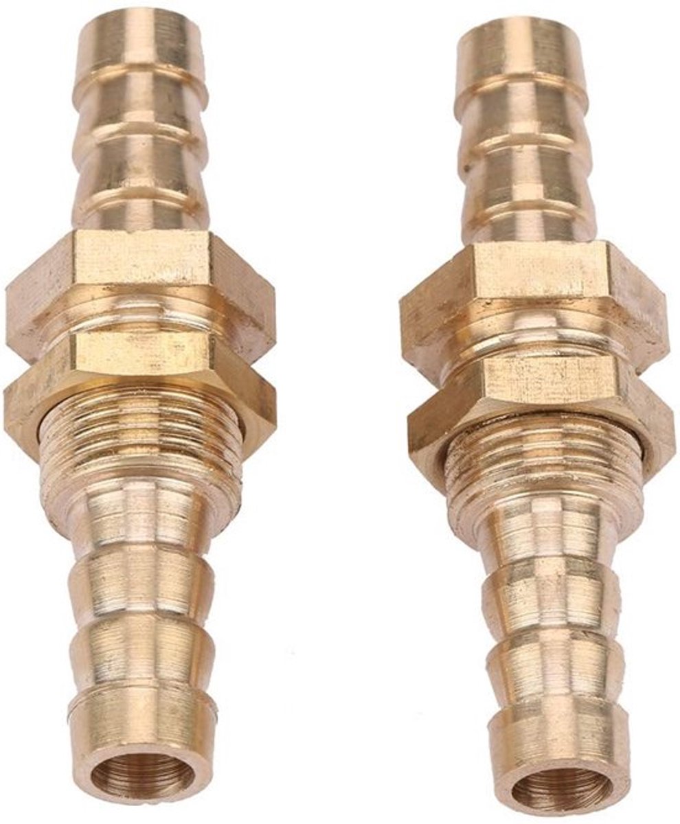 Schotpijpfitting Messing - 2 Stuks - Slangpilaar/Koppeling - Connectoradapter - Schotkoppeling - Korte Ankerkoppeling - Hoogwaardige Materiaal - Slangfitting