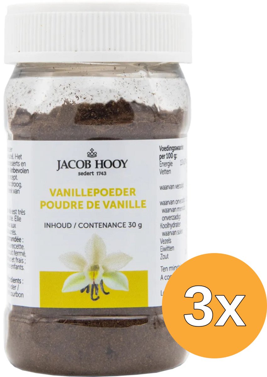 3x Jacob Hooy Vanille Poeder Bourbon (30 gr)