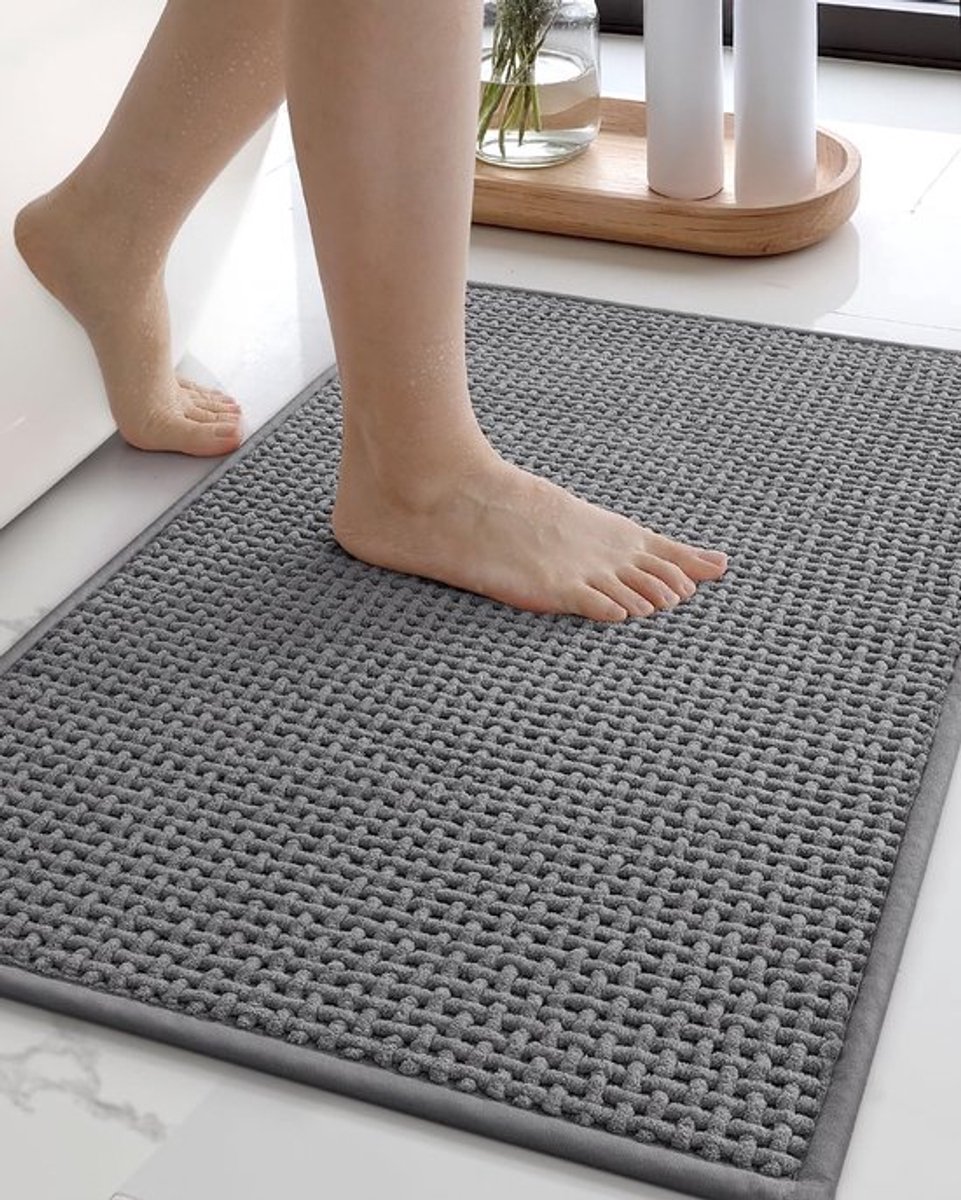 Badmat 60 x 90 cm - Antislip, Sneldrogend en Super Absorberend - Donkergrijs Kleur en Comfort voor Badkamer