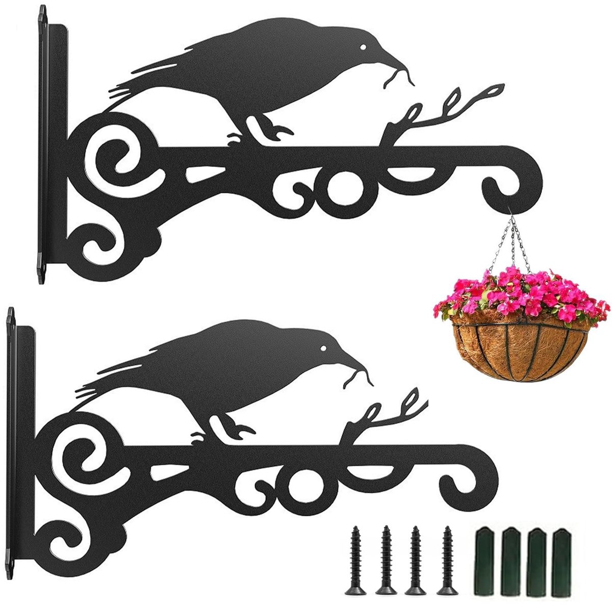 Famanu – Bloembakhouders set van 2 stuks van metaal, wandhouder voor planten, geschikt voor lantaarns, plantenbakken en decoratie, ideaal voor je tuin of balkon