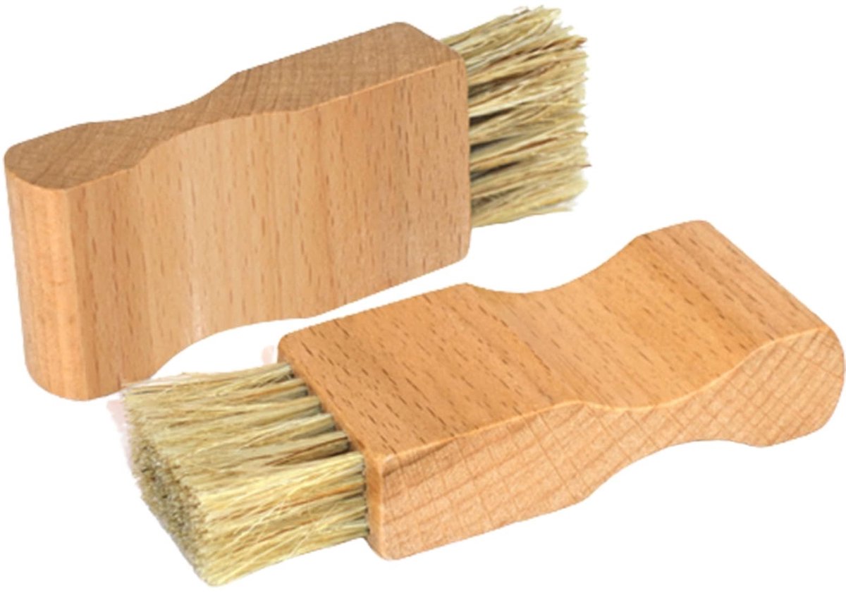 Solidchoice - Set van 2 Houten Schoenpoetsborstels voor Schoenonderhoud