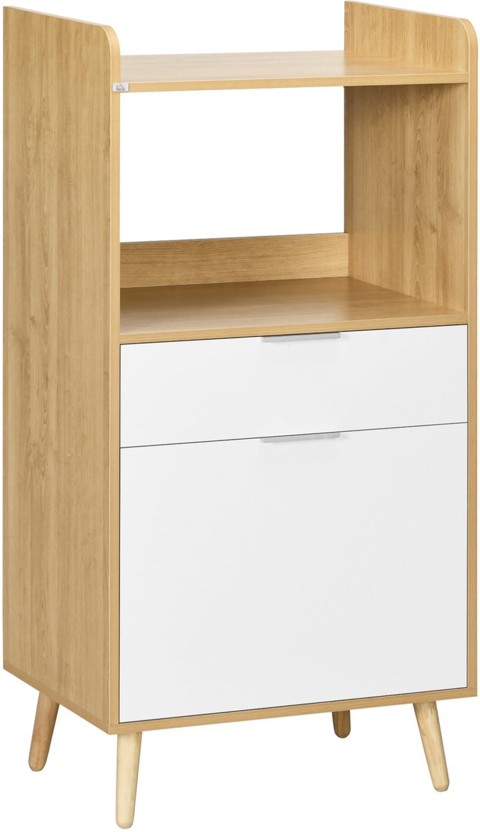 HOMCOM Magnetronkast - Spaanplaat - 58x40x118cm - Natuurlijk hout