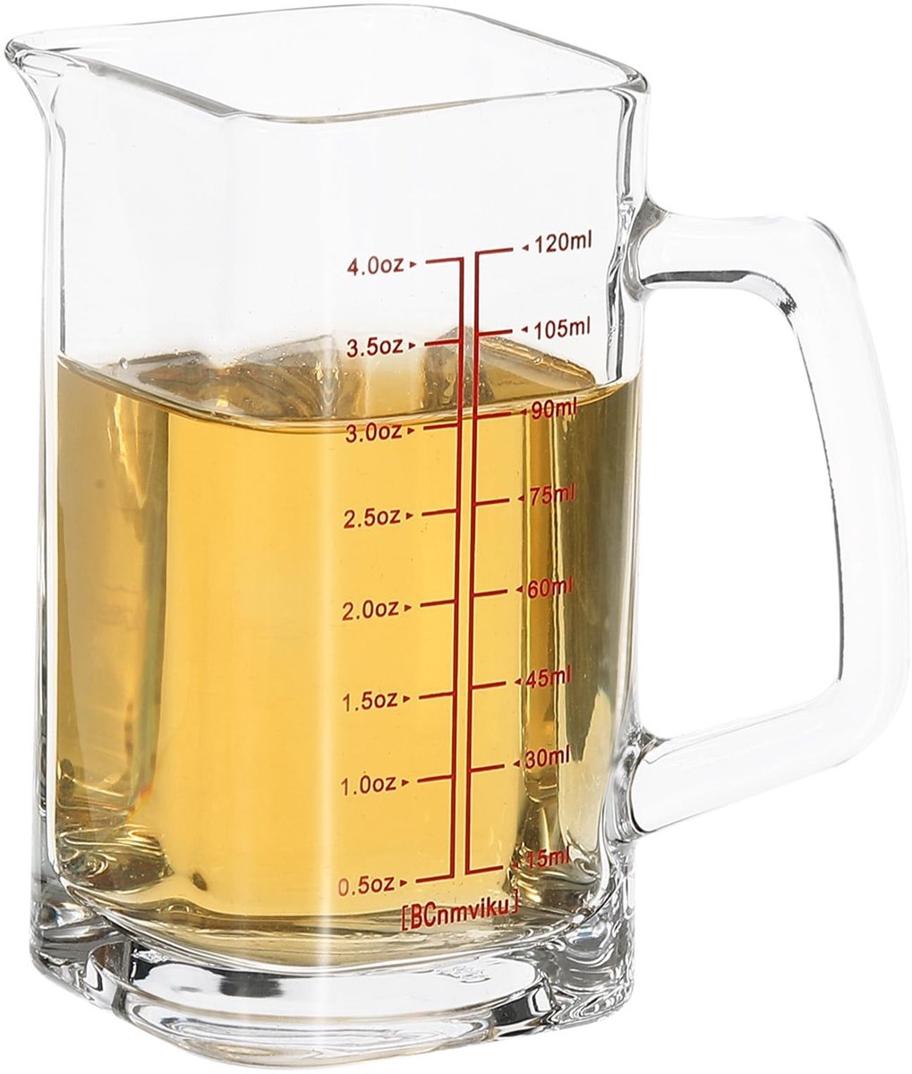 Solidchoice - Glazen Maatbeker met Handvat en V-vormige Tuit, 120 ml