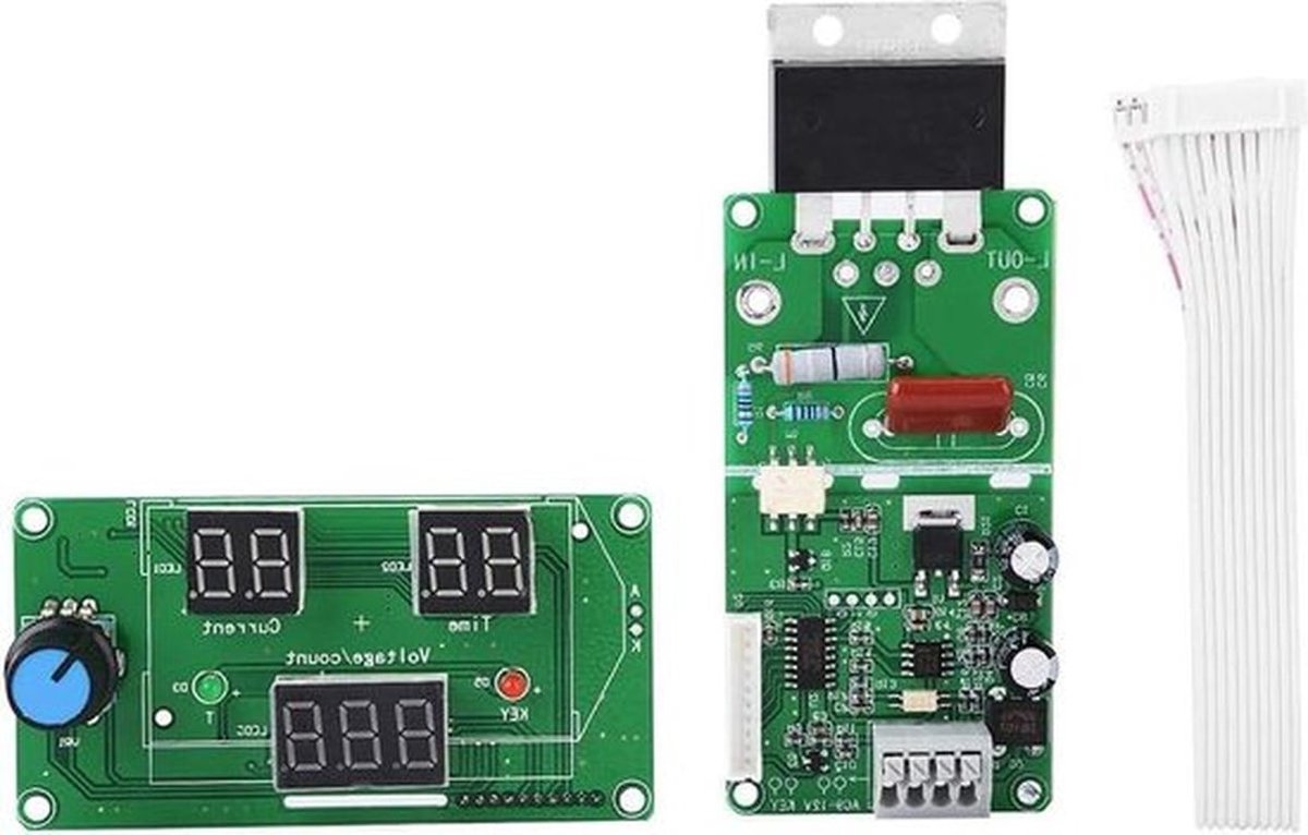 Puntlasser Tijd Puntlasc Controller Digitale LCD-displaybord - AC 9-12V moederbordmodule met lintkabel (100A (30A ontlading))