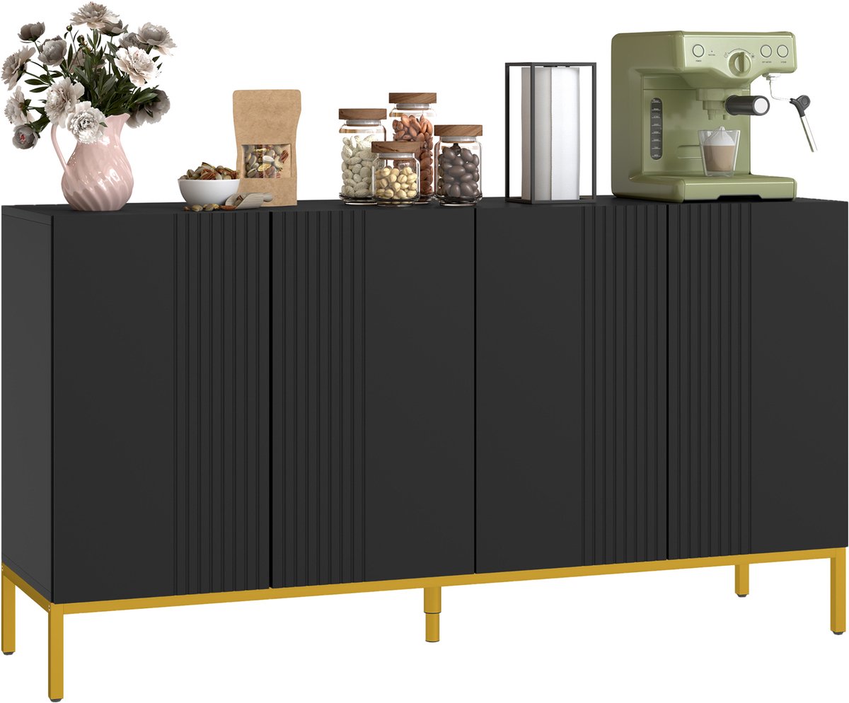 Homcom Dressoir - MDF - 140x40x75cm - Zwart