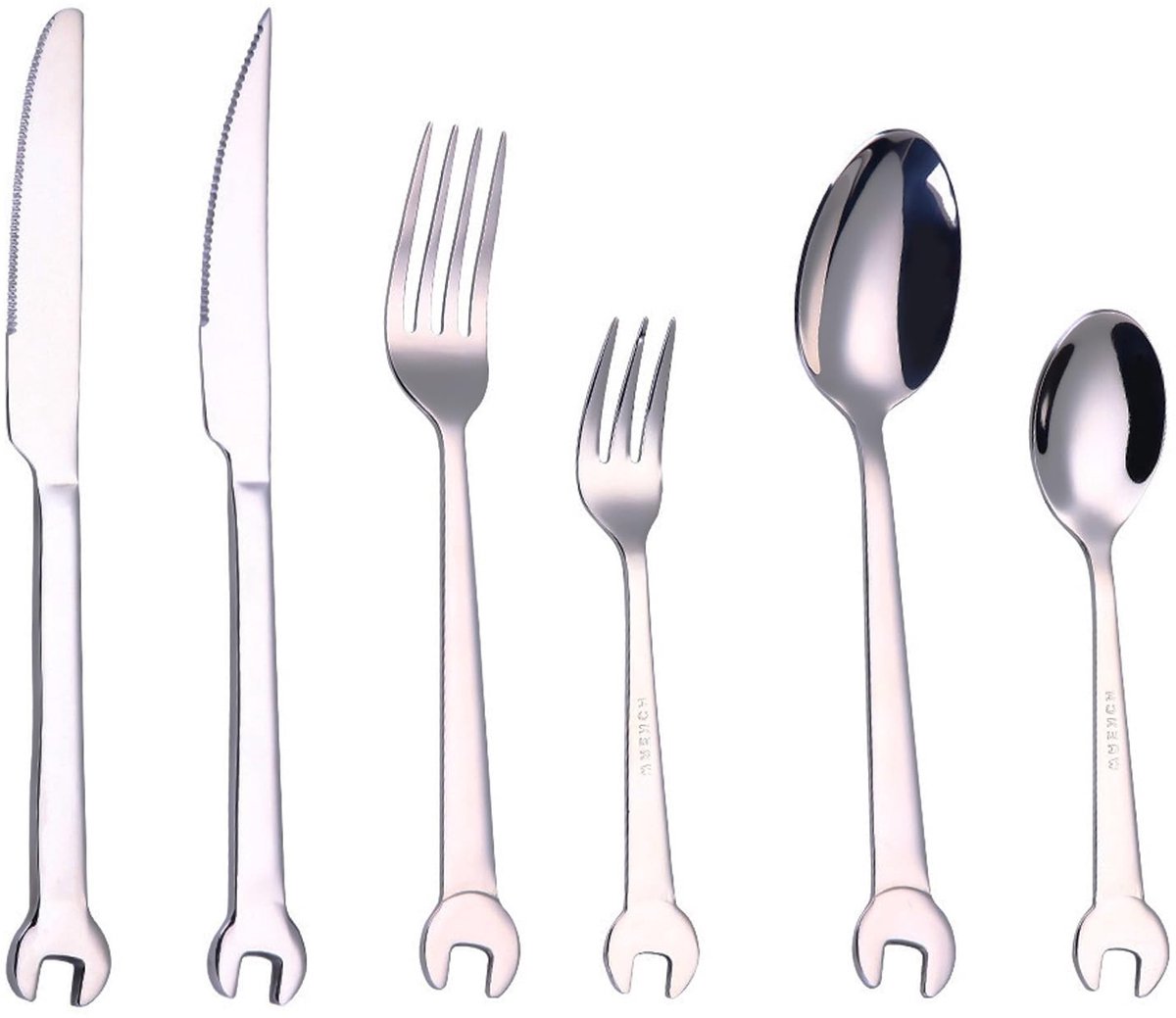 Solidchoice - Bestekset van RVS met Sleutelhanger voor Thuis en Feestjes
