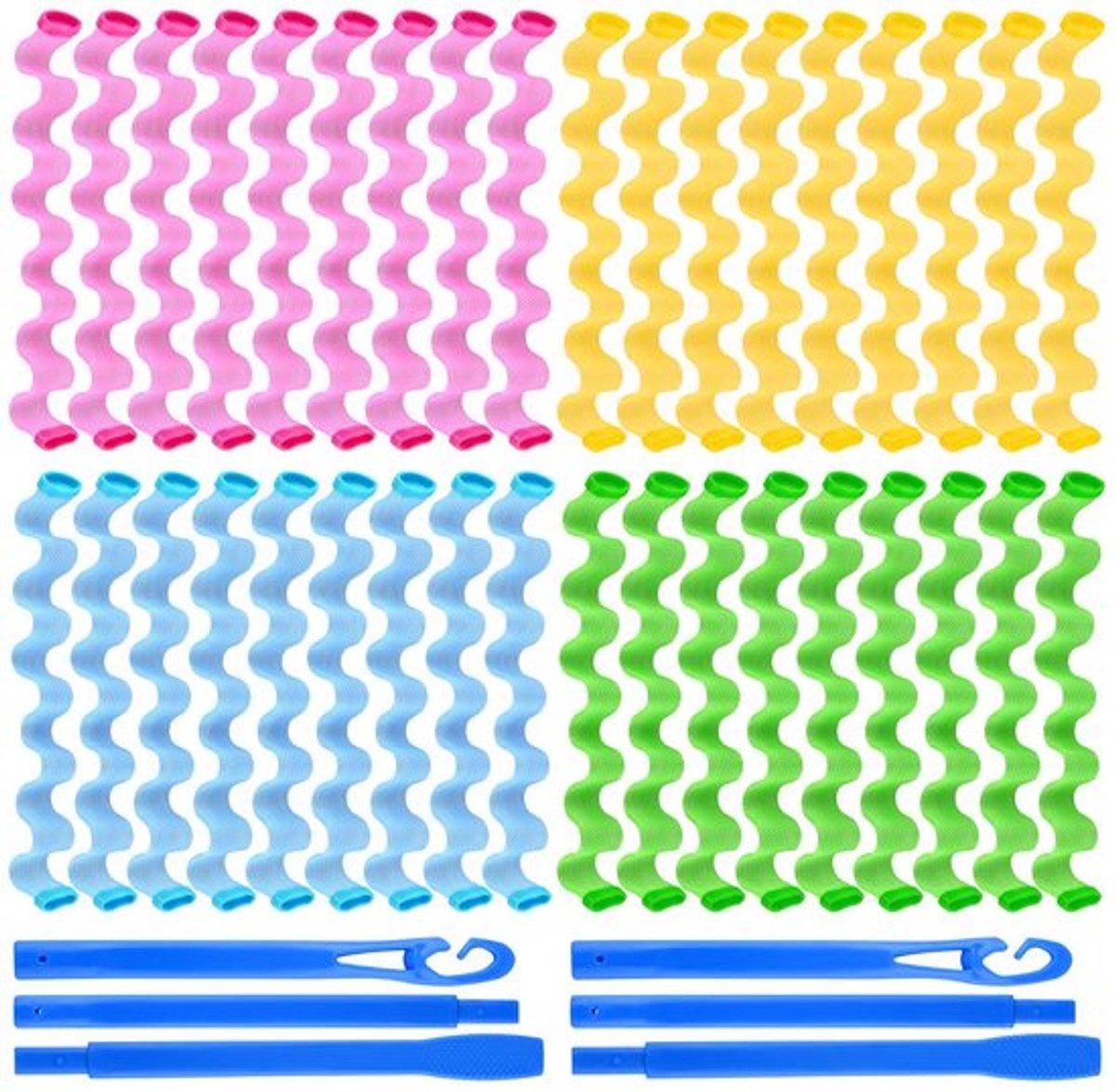 Haarkrulspelden 36 Stuks - Spiraal Krullen/Golven - Geen Warmte - Haar Rollers Kit - Geschikt voor Alle Haarlengtes - 45cm/18inch - Haarrollers