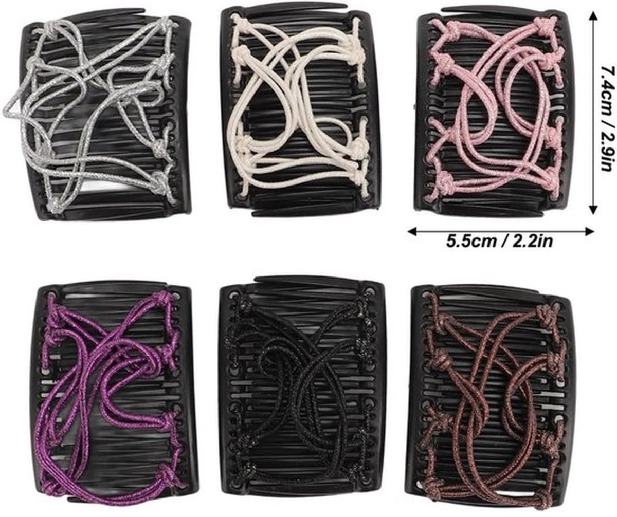 Haarkammen 6 stuks - Verstelbare Elastische Haarkamclips - Geschikt voor Dik/Krullend Haar - Feestjes/Bruiloften - Duurzaam Materiaal - Haarklippen
