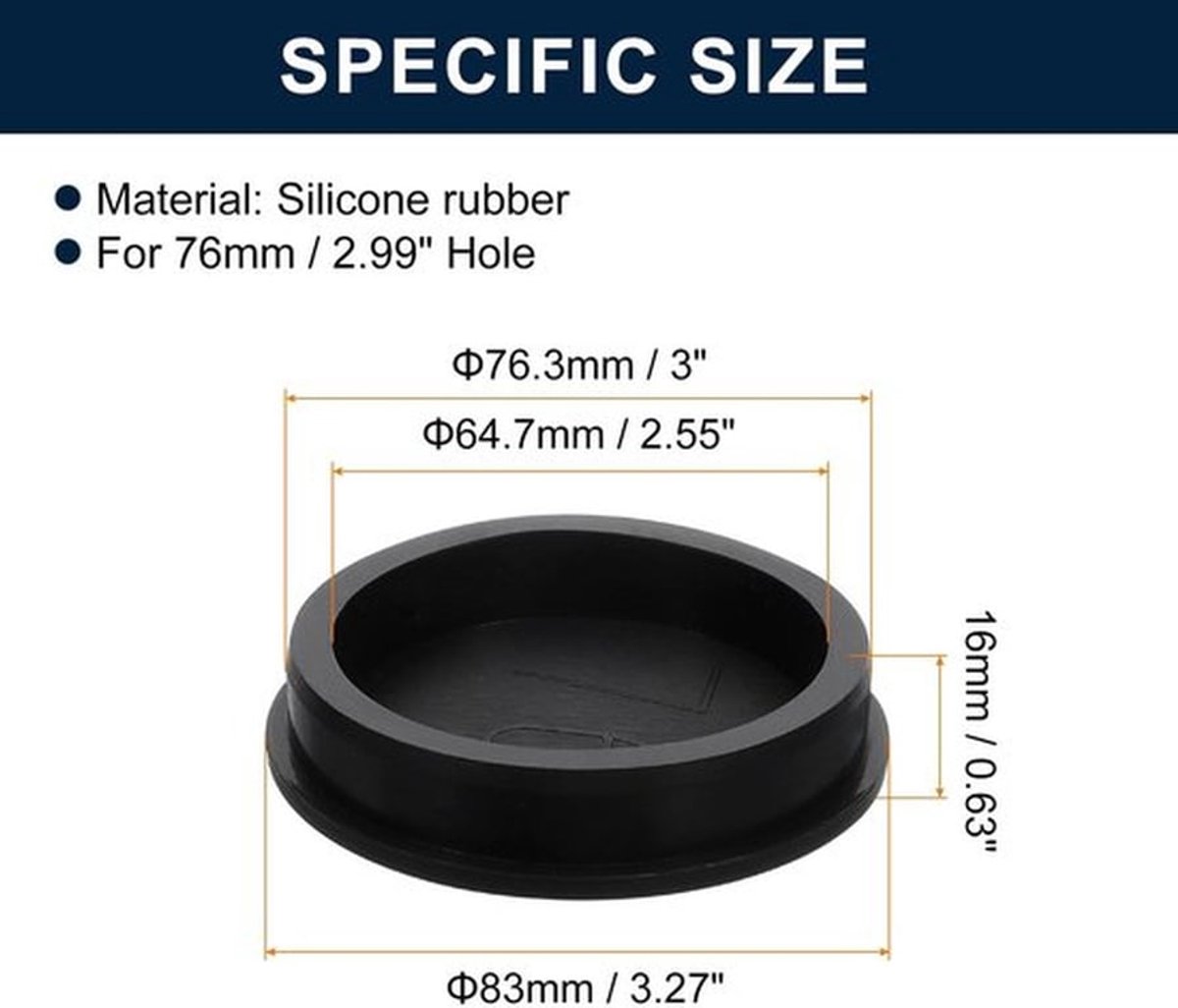 Knopplug Waterdicht - Rubber/Hoogwaardig Siliconen - 76 mm - Temperatuurbestendig tot 250 °C - 2 Stuks - Eenvoudig te Installeren - Rubberen Stop