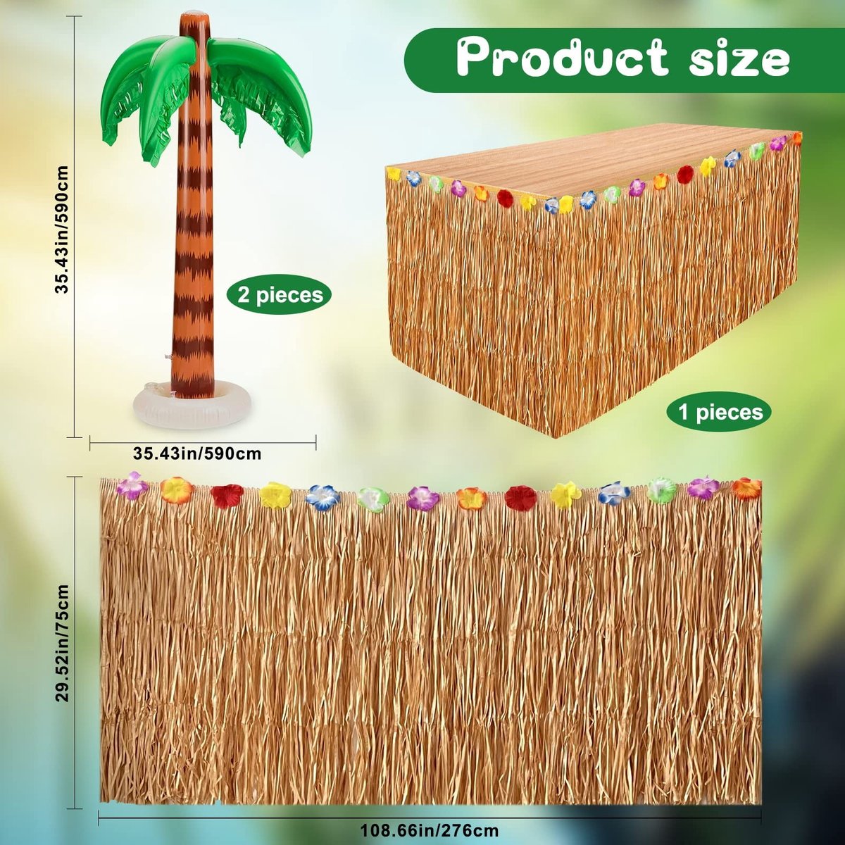 Solidchoice - Hawaiiaanse Luau Tafelrokset met Opblaasbare Palmboom