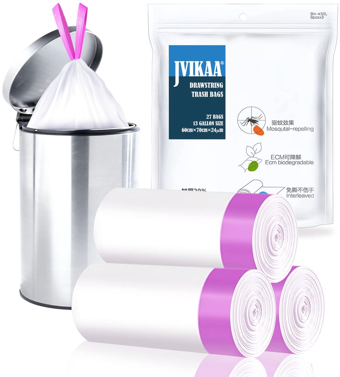 Solidchoice - Biodegradeerbare 50L Afvalzakken met Koord 27 Stuks voor Huishouden