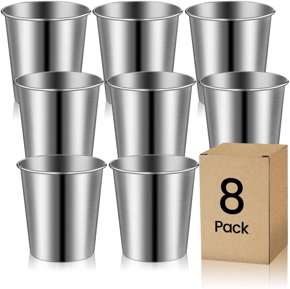 Solidchoice - Set van 8 Stapelbare RVS Shot Glazen 260ml
