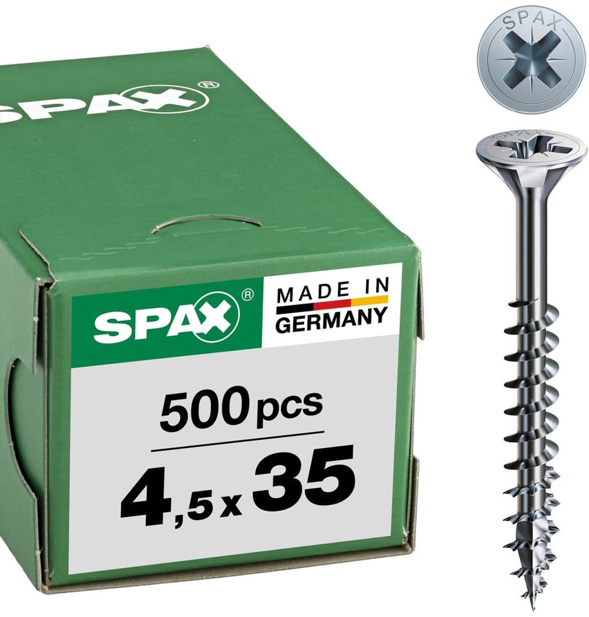 Solidchoice - Universele Schroef 4.5 x 35 mm, 500 stuks, Deeldraad, Verzonken Hoofd