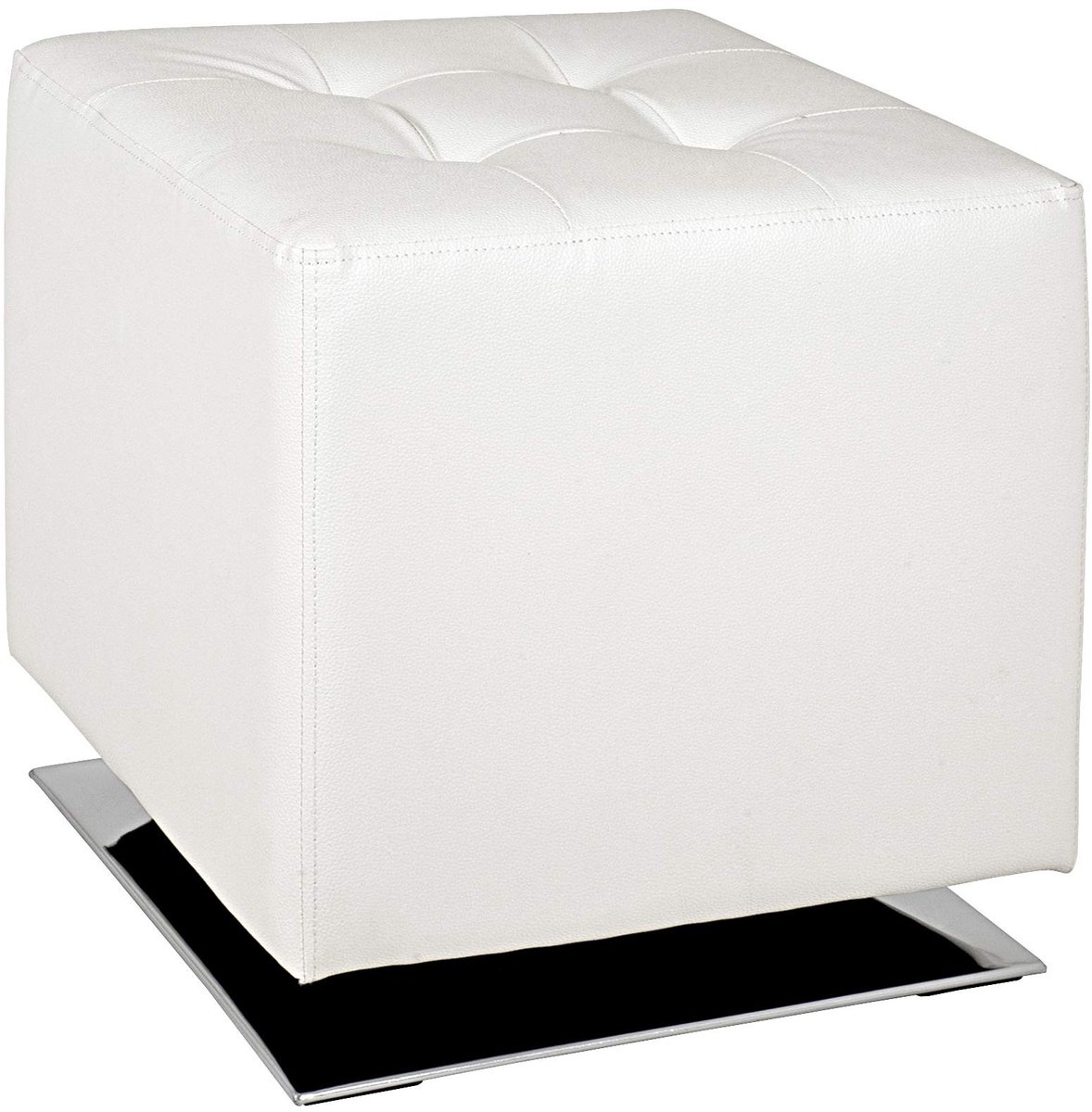 Solidchoice - Modern Voetenbankje van Kunstleer met Chrome Afwerking, 40x42 cm