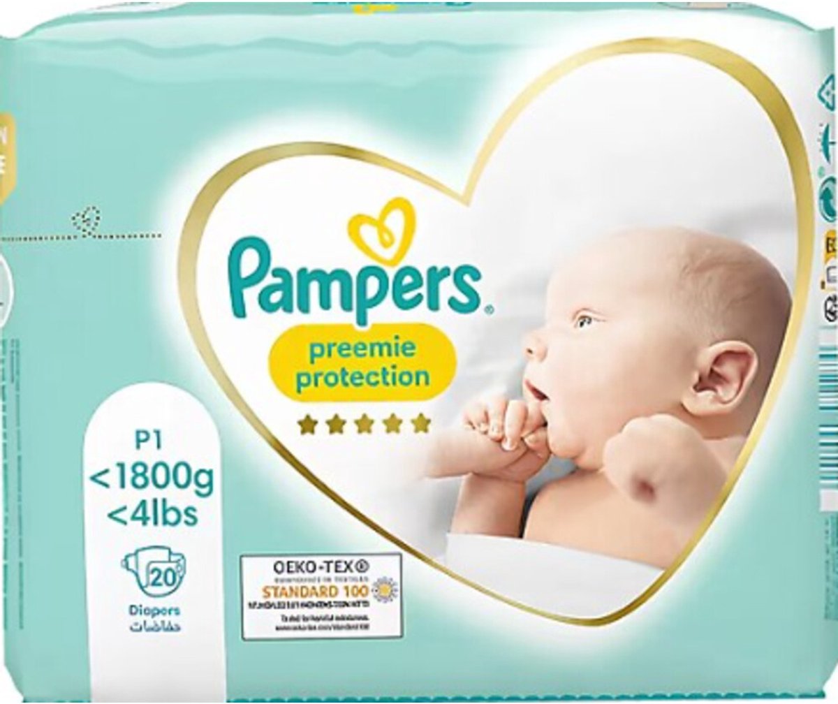 Pampers - Premium Protection - Maat P1 - <1800gr - Small Pack - 20 luiers - Premature luiers