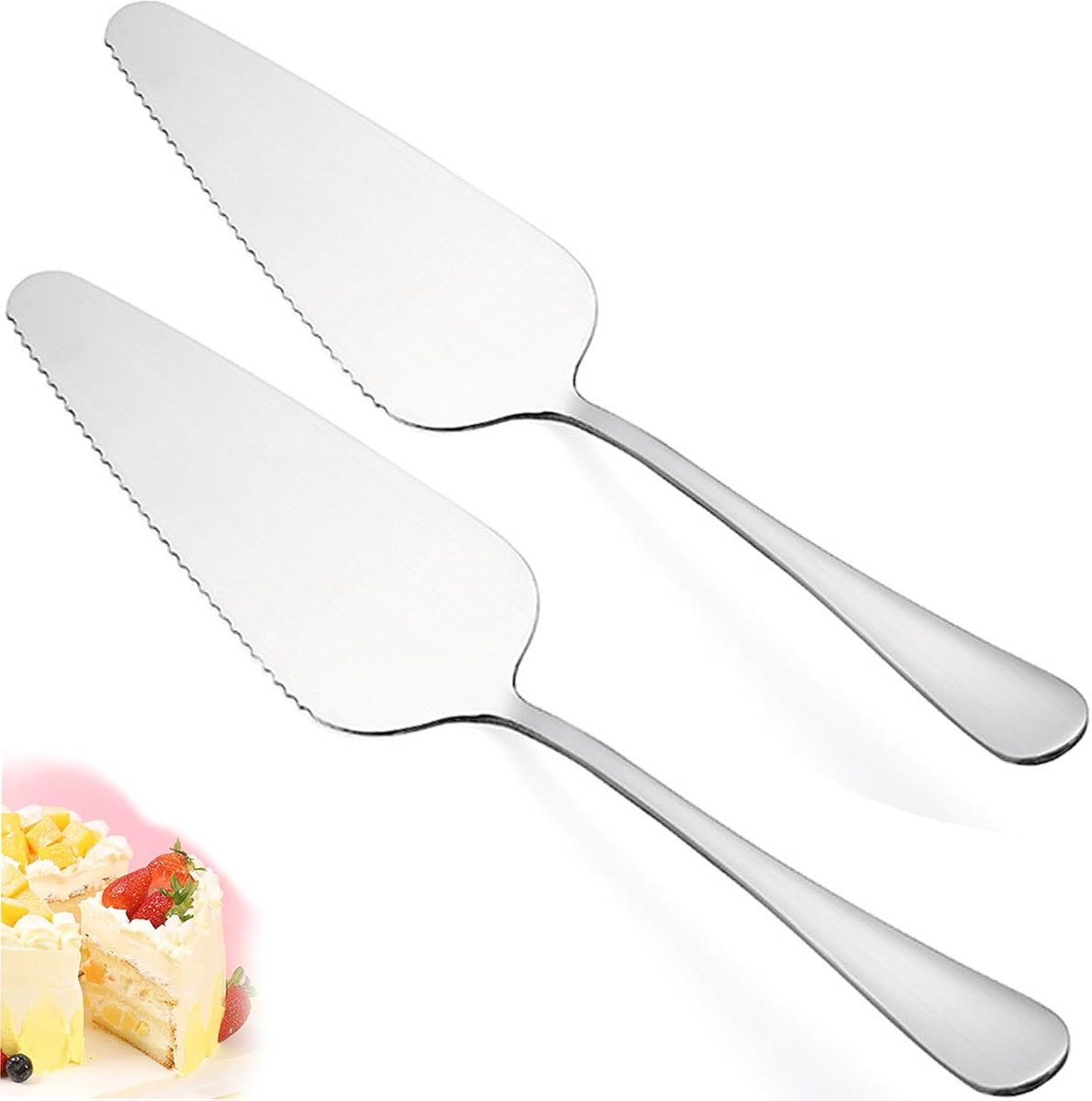 3 stuks - Taartspatel - Verjaardagsmes - Maancakemes - Driehoekige Kaassnijder - Pizzaspatel - IJs- & Kaasgereedschap - Pizza- & Taartspatel - 23*5 cm - Zilver