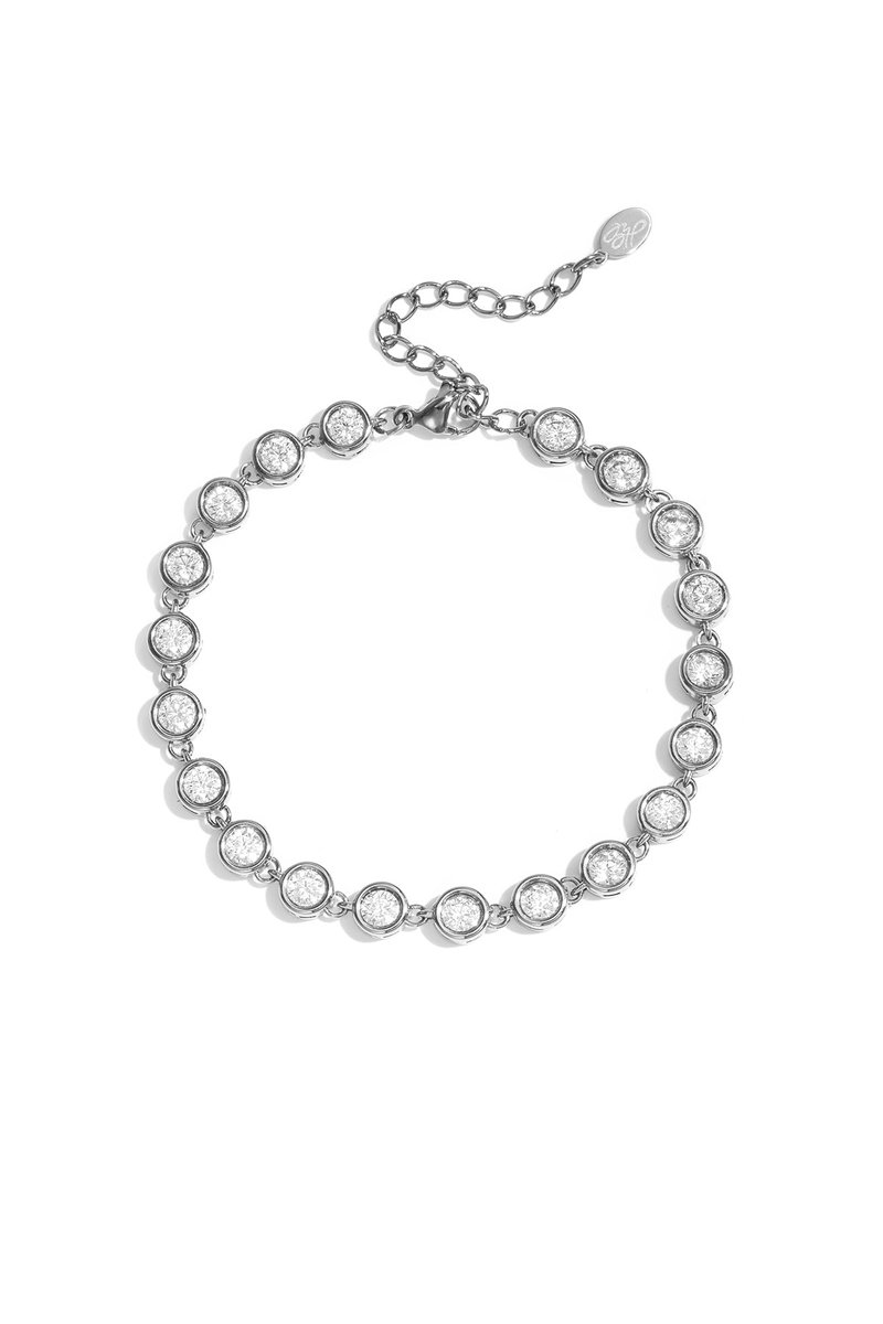 Elin - Schakelarmband - Zirkoon - Stainless Steel - - Zilver