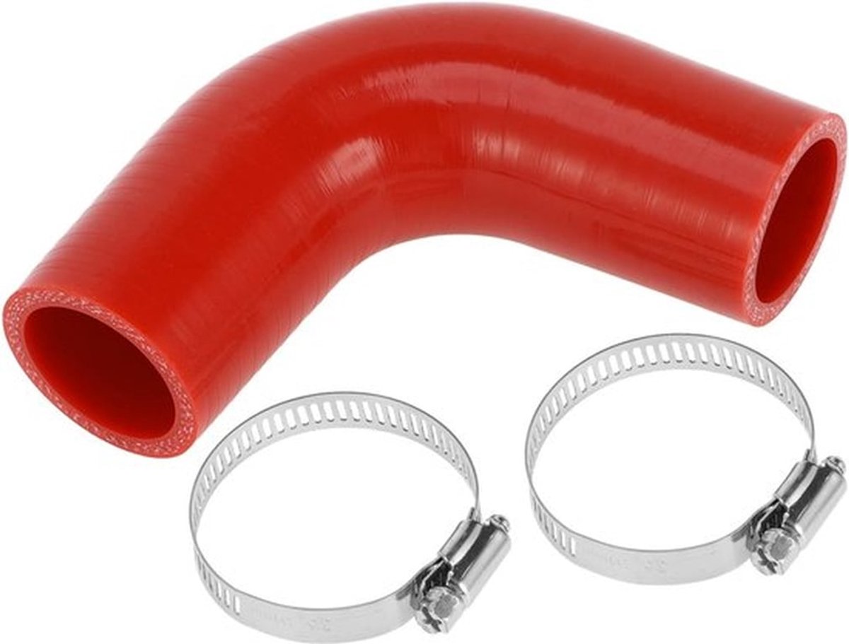 Silicone Slang Rood - 35mm Binnendiameter - 90mm Lengte - 90 Graden - Meerlaags Geweven - Bestand tegen Hoge Temperatuur - Koelslang