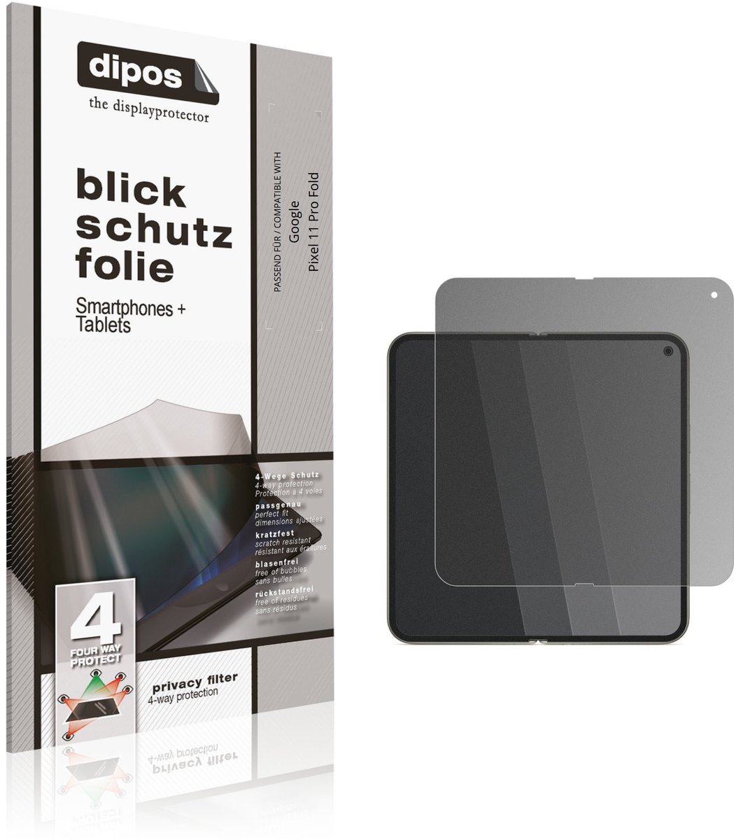 dipos – Matte Privacy Screenprotector geschikt voor Google Pixel 11 Pro Fold Buitenkant | Anti-Spy Beschermfolie