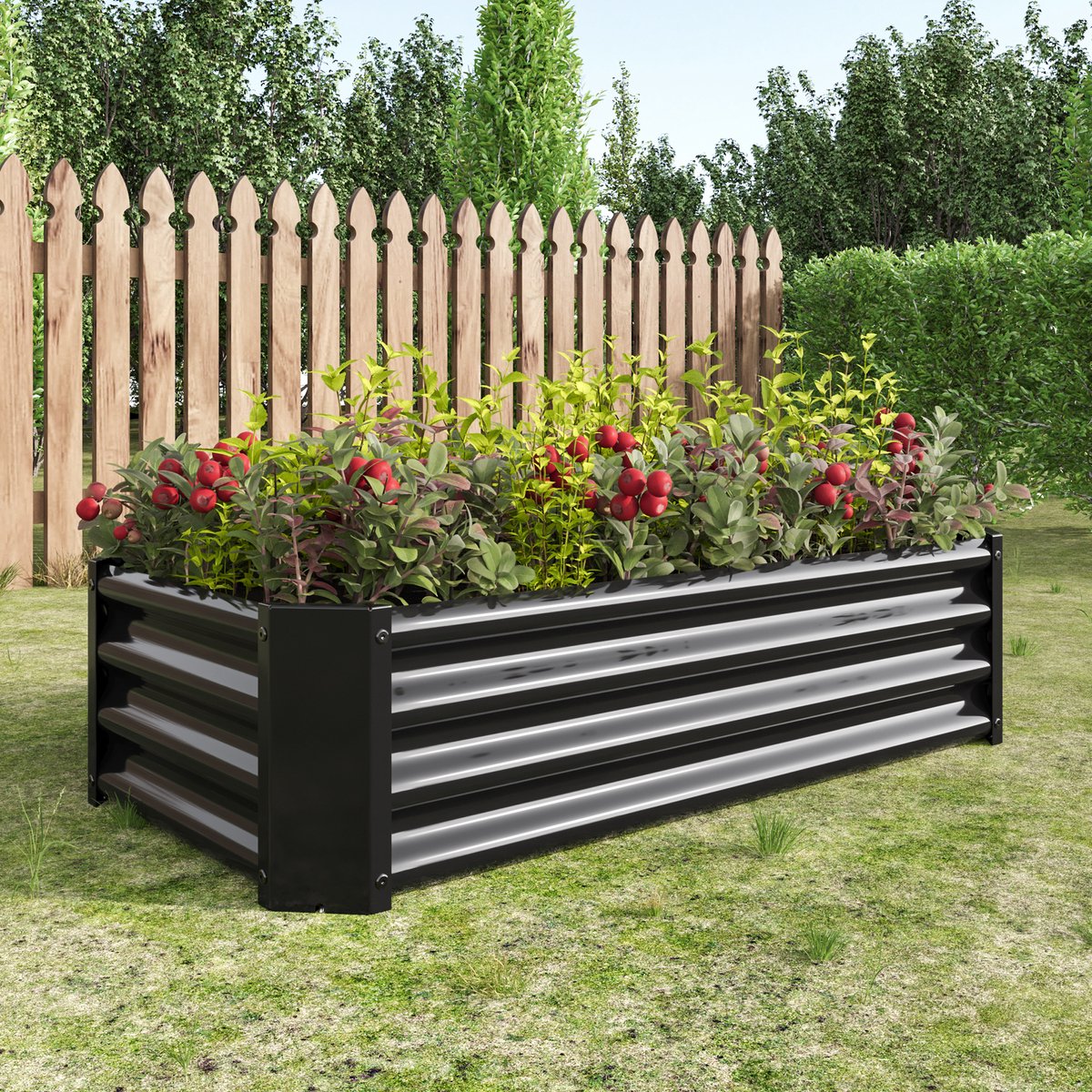Moestuinbak Zonder Bodem - 120 X 60 X 30 Cm - Metaal - Zwart - Voor Groenten Kruiden En Bloemen In Tuin En Terras