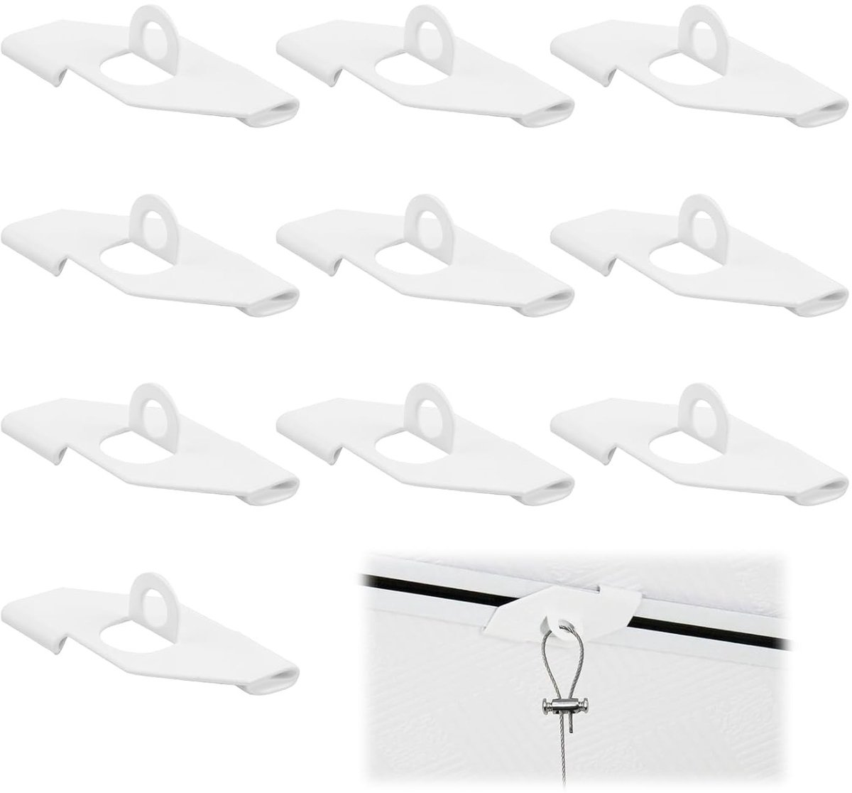 Plafondclips met Ogen - Wit - 10 Stuks - IJzer - Voor Rasterplafondbevestiging zonder Boren