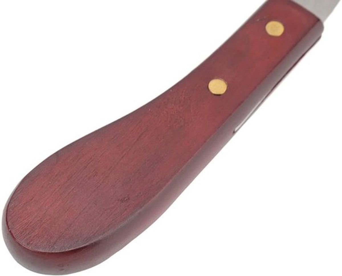 Hoefbekapgereedschap Dubbelzijdig Lemmet - Roestvrijstalen Hoefmes - Rubberen Houten Handvat - Paardenhoefverzorging - 22,3 x 3,8 cm - Lichtgewicht 79 g