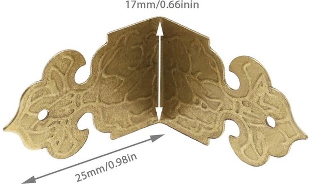 Hoekbeschermers Vintage Stijl - 30x Metalen Hoekguard - 60x Schroeven - Antiek Ontwerp - Bescherming voor Dozen - 17x25mm - Hoekbeschermer