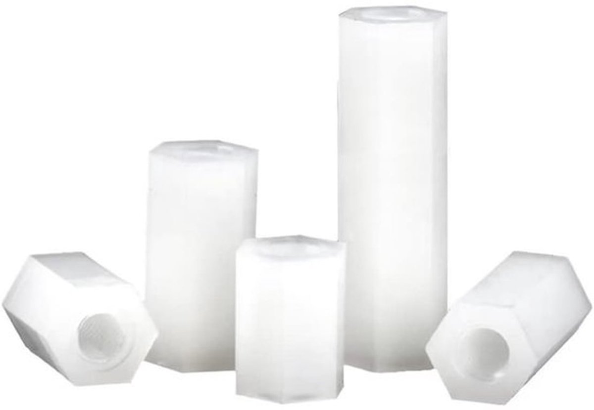 Vrouwelijke Hex Spacer Standoff - Nylon Standoffs - Wit - M4x20mm - 30 stuks - Geschikt voor diverse toepassingen