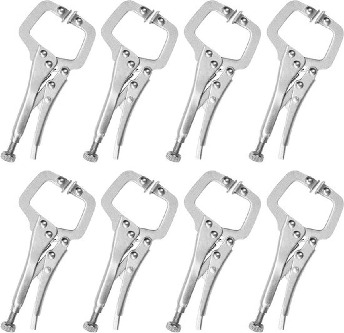 Metalen grip slot tang - Aanpasbare schroef - Zilver - Swivel pads - 8 pak - Makkelijke las tang - Oneven oppervlakken - Zwart model