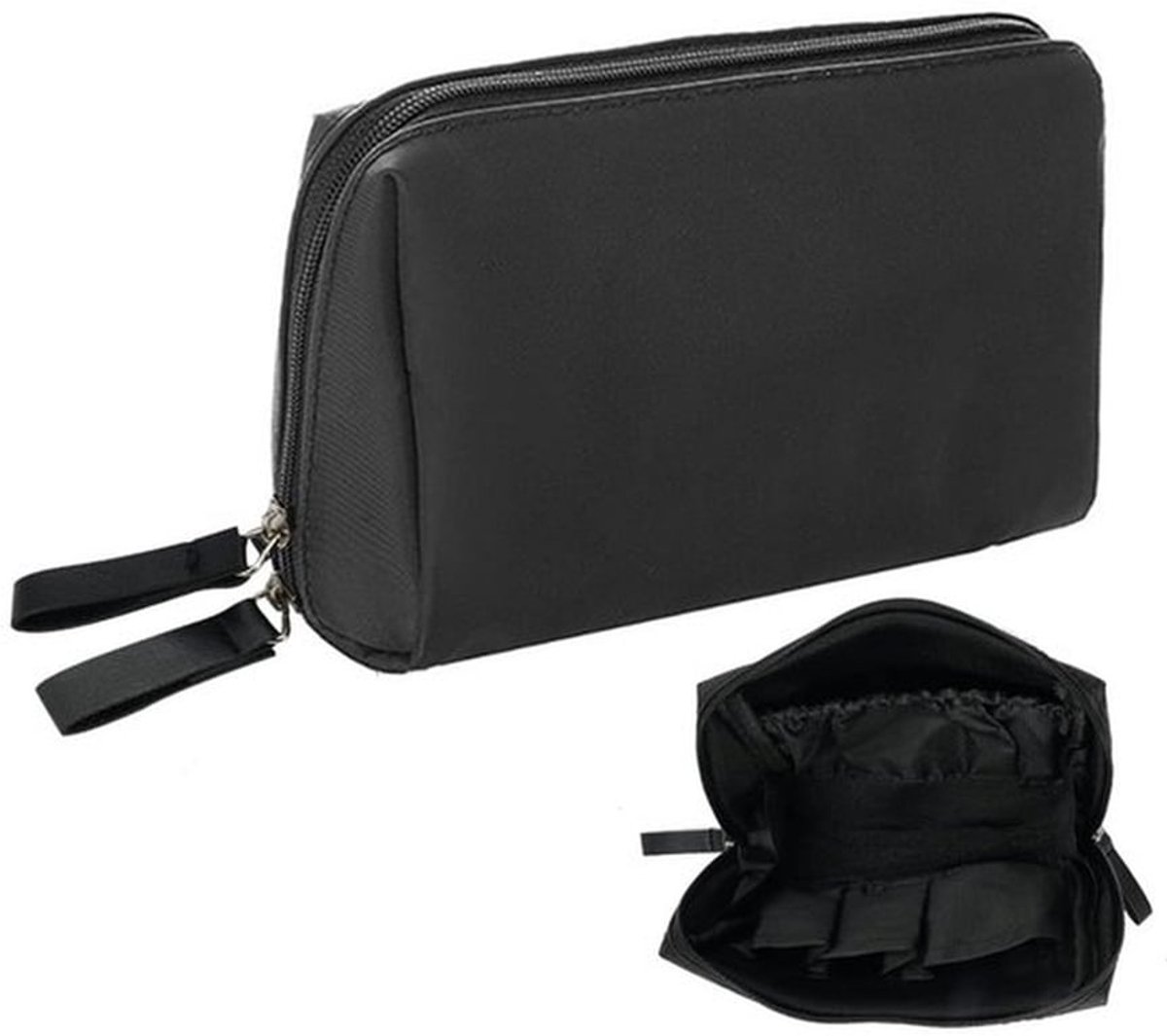 Cosmeticatas Draagbaar - Make-up Tas Klein - Organizer Mini-reistas - Nylon - Multifunctioneel - Zwart - Make-uptas