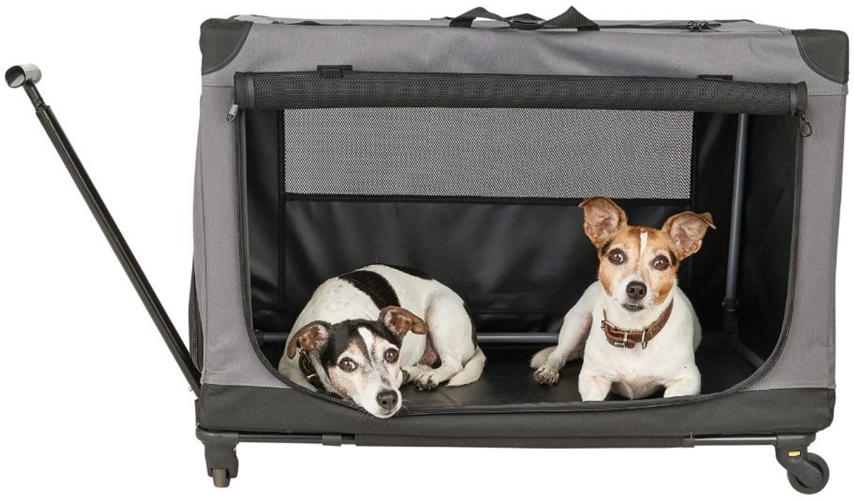 Knuffelwuff opvouwbare hondentrolley Aberdeen – rolbare hondenwagen met handgreep en afneembaar onderstel M 49 x 72 x 56 cm