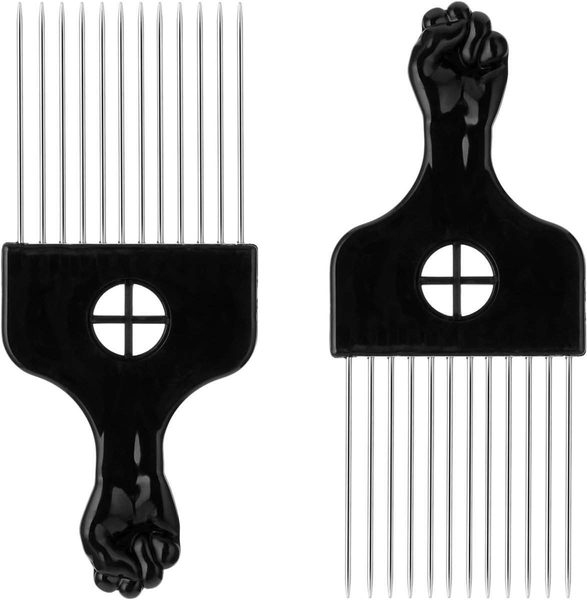 Curly Hair Picks en Metal Beard Combs voor het Stylen van Krullend Haar en Baarden - 2 Stuks voor Dikke en Golvende Lokken