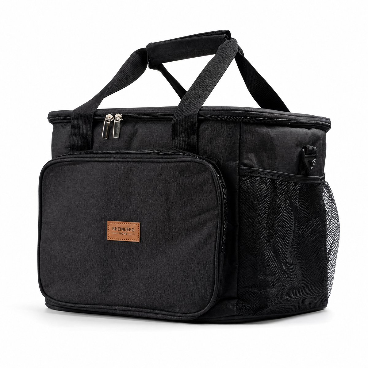 RHEINBERG - Koeltas 25L - Geïsoleerde Koeltas - Lekvrij & Waterdicht - Met Schouderband - Koeltas voor Strand, Picknick, Auto & Werk - Zwart